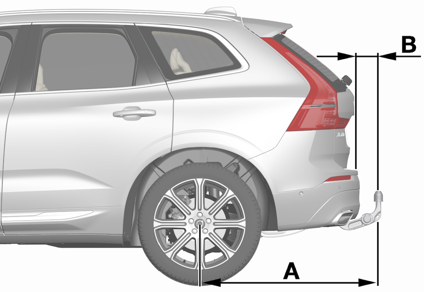 P5-1717-XC60-Tow bar specification side view