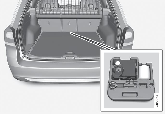 P3-1517-V70-Bi Fuel-temporary mobility kit in luggage comp.