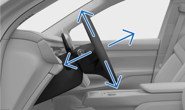 The steering wheel with the possible adjustment directions