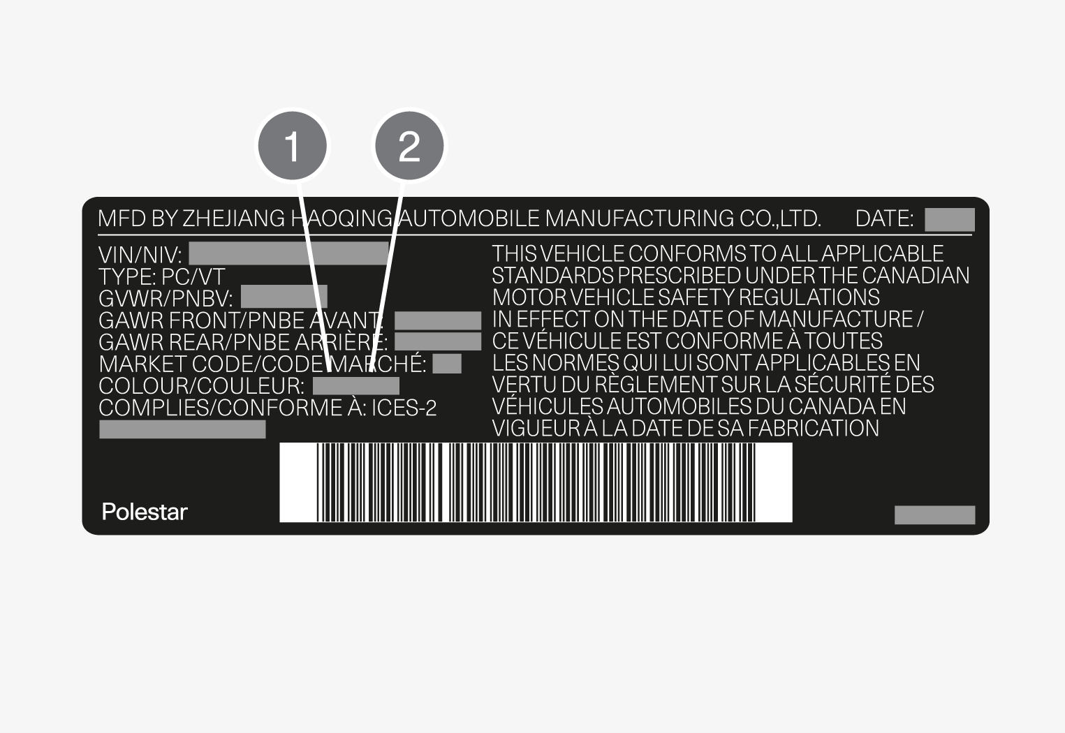 PS2-22w22-Color code decal, vehicles for Canada
