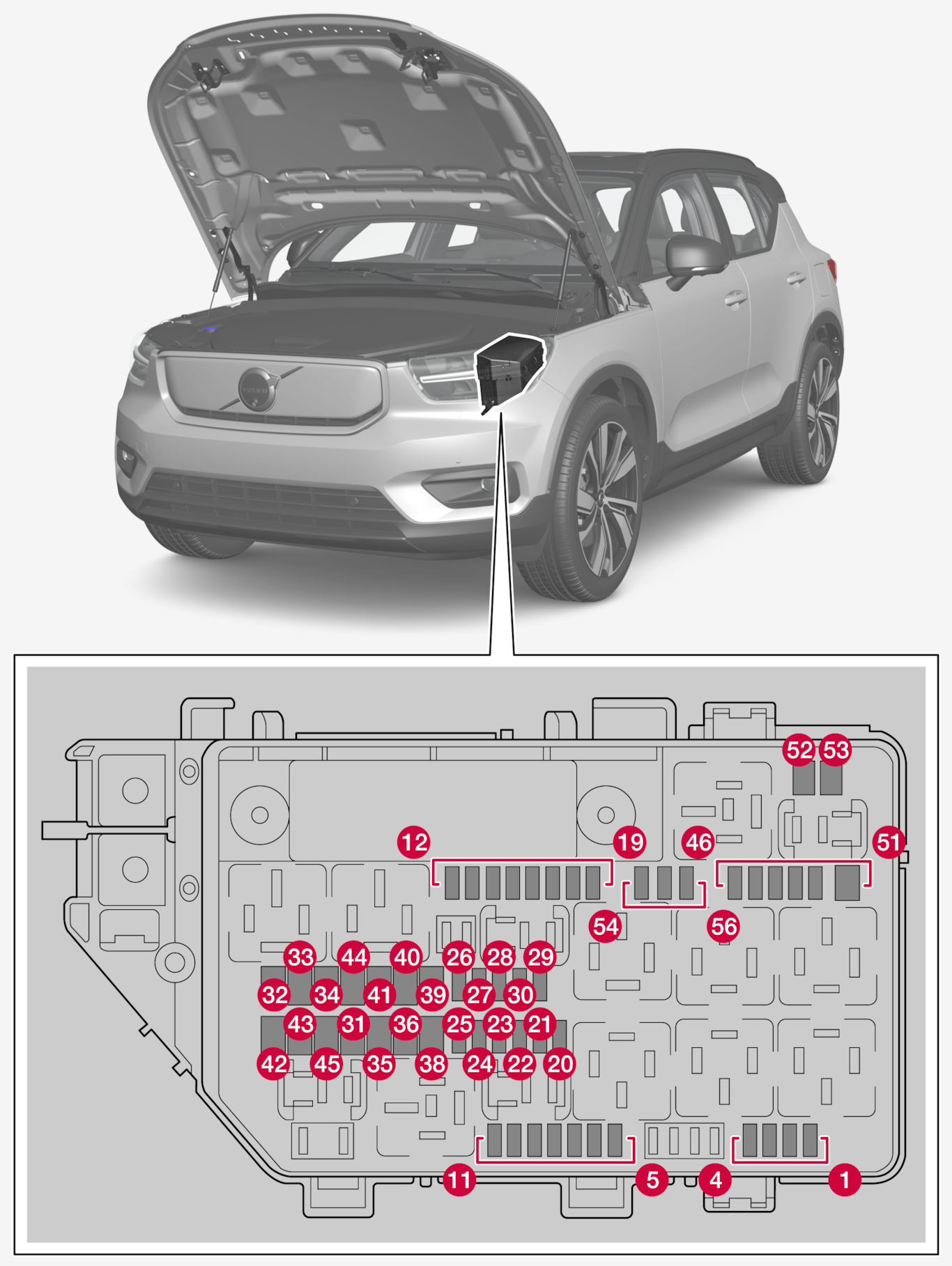 P6-XC40BEV-2037-Fuses in engine compartment