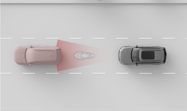 Automobilis ir motociklas radaro rodinyje