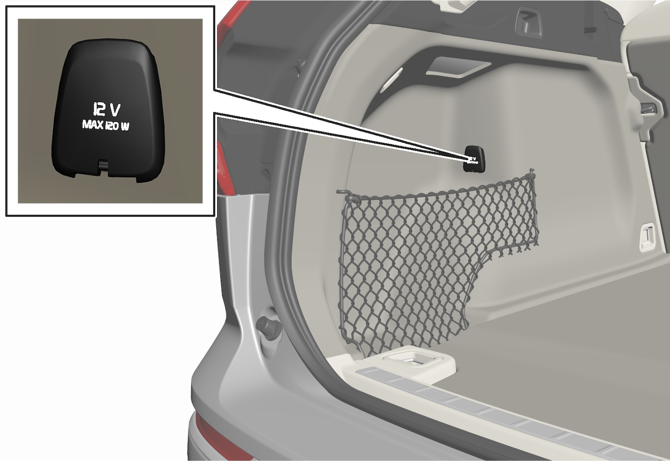 P5-1717-XC60-12 V outlet storage
