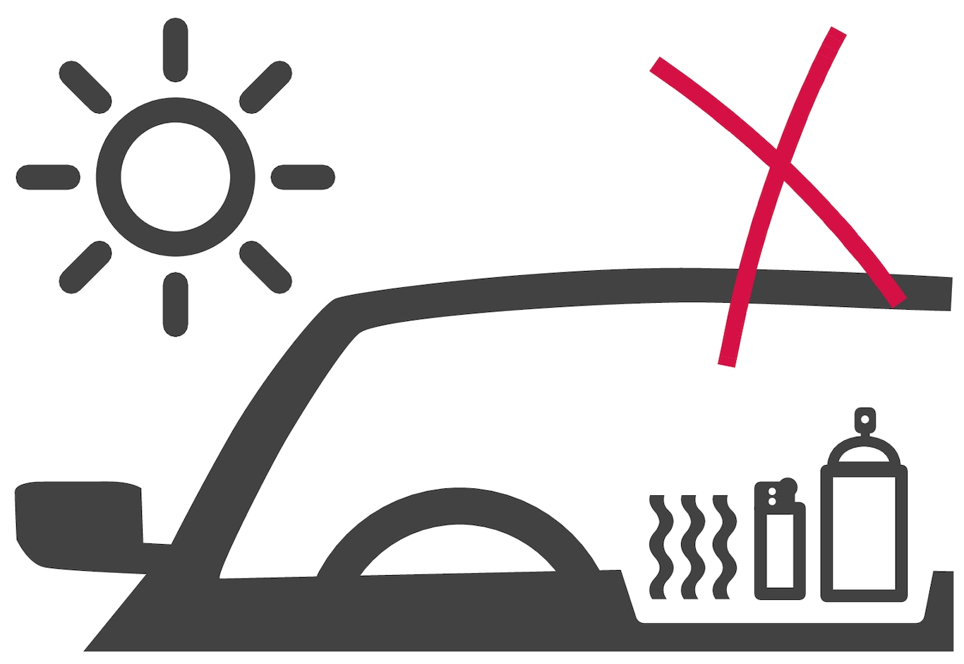 P5-1546-Don't leave any lighters or spraycans on the instrument panel - Japan