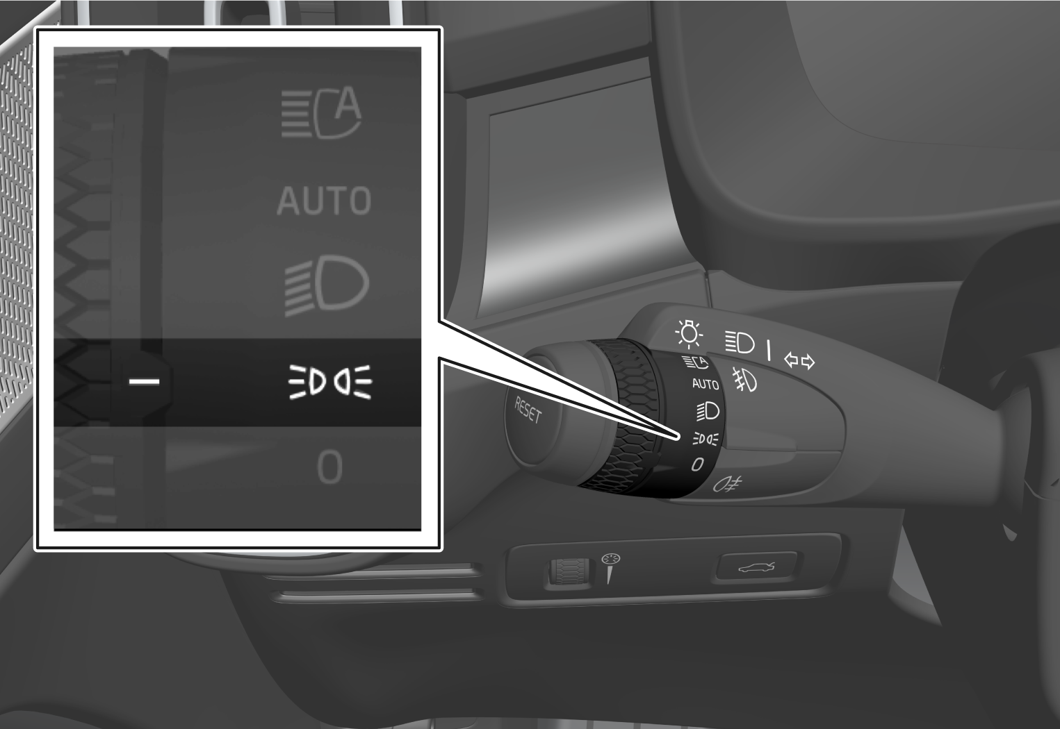 P6-2139-C40-Stalk with turning ring in positionlight position