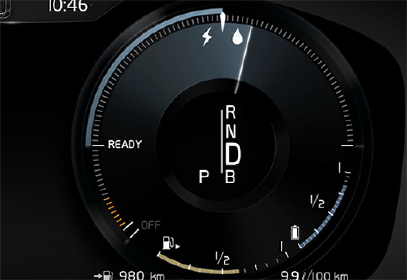 P5-1519-XC90 Hybrid-show Hybrid drive mode in DIM