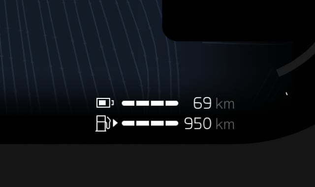 Range shown in the driver display