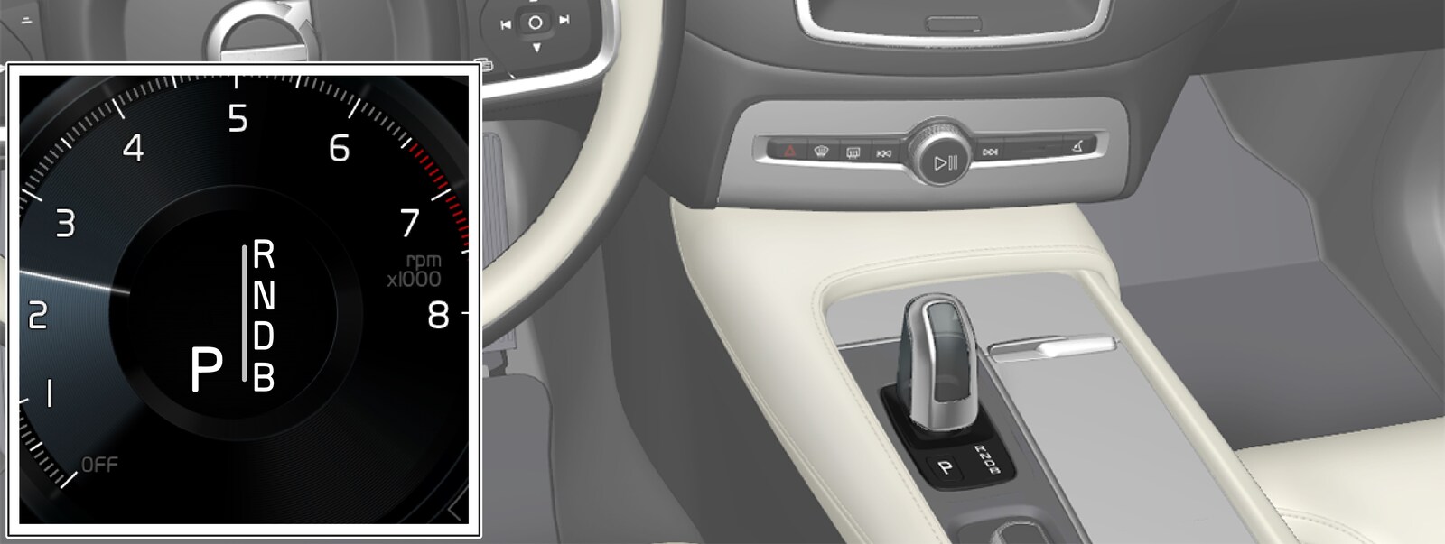 P5-1519-XC90-Hybrid gear shifter with gear shift modes