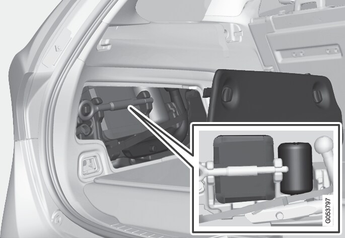 P3-1517-V60-Bi Fuel-temporary mobility kit in luggage comp.