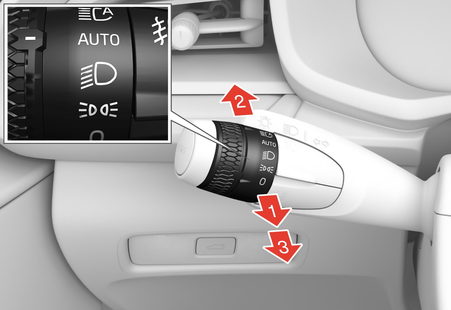 PS2-2222-Left-side steering wheel lever-Hi/Lo beam toggling