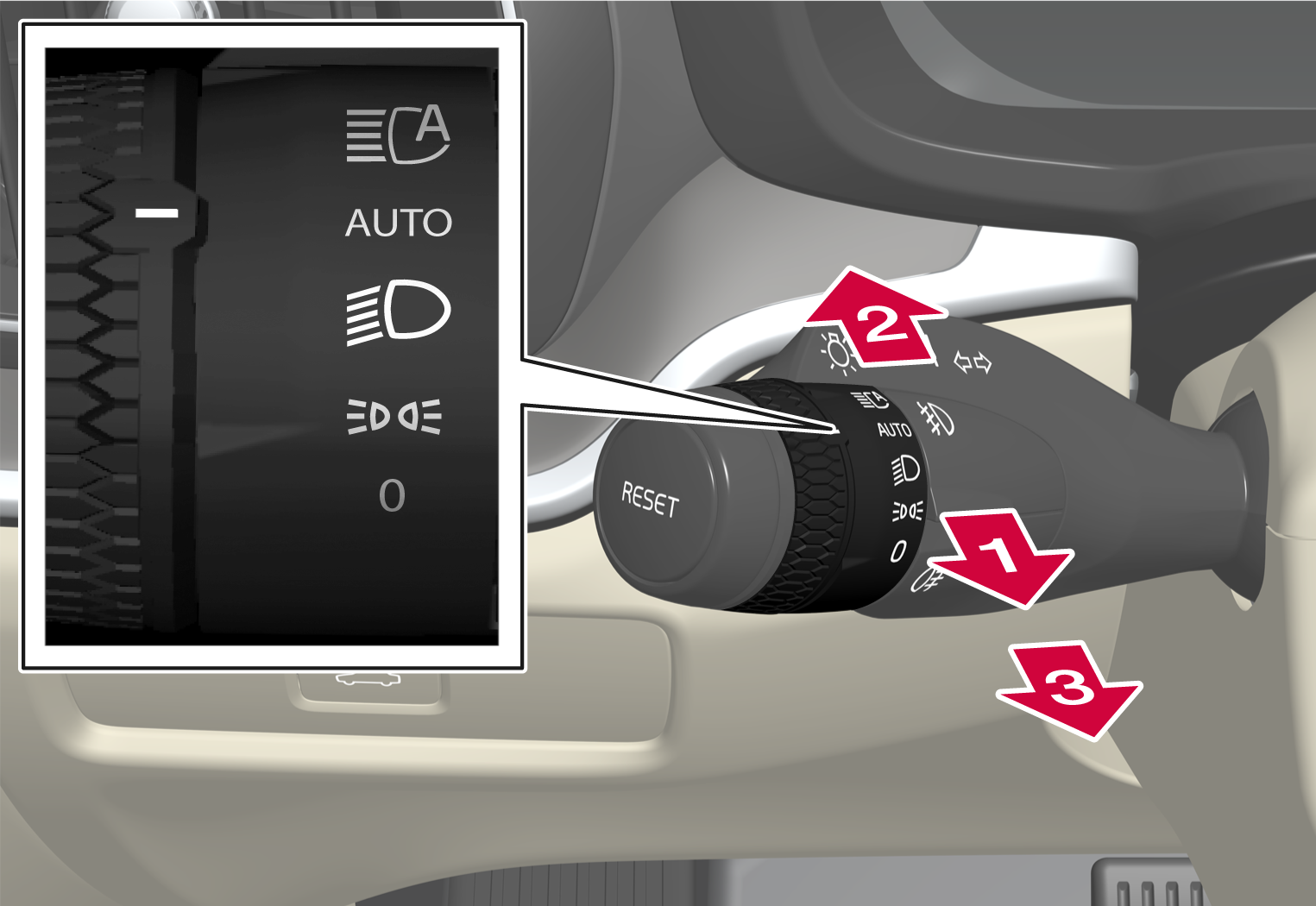 P5/P6-2222-Stalk with turning ring, high beam toggling