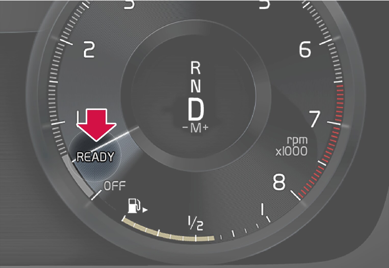 P6-1746-XC40-StartStop READY symbol in gauge