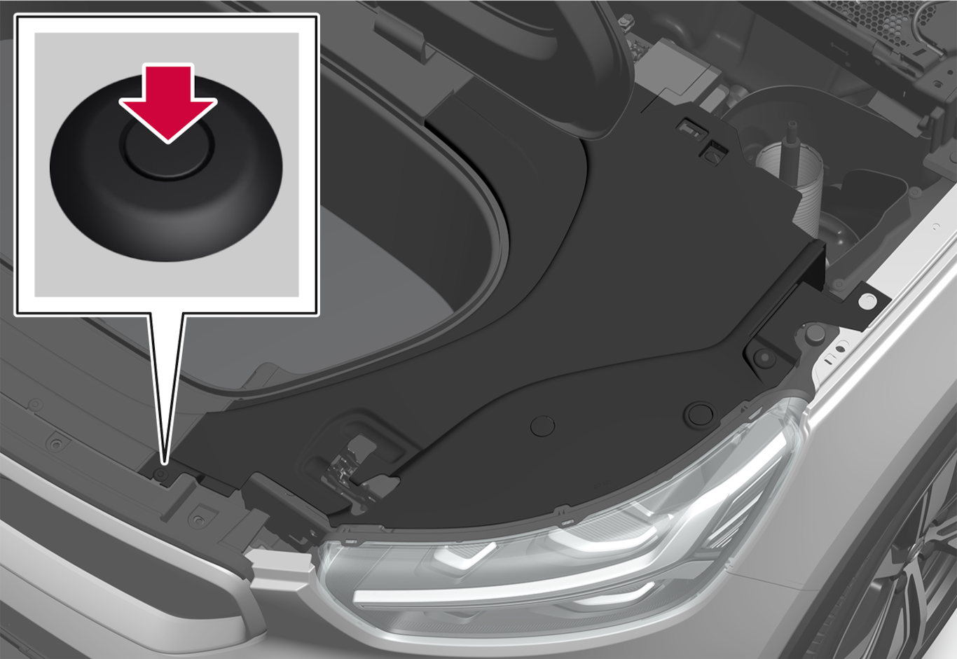 P6-2037-XC40BEV-Removal of panel under hood 3