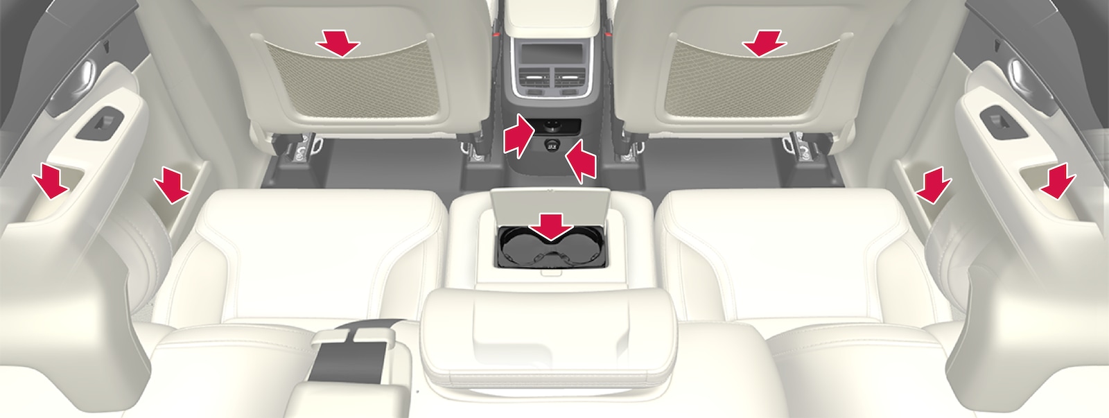P5-1507–Interior–Overview 2nd seat row and tunnel console