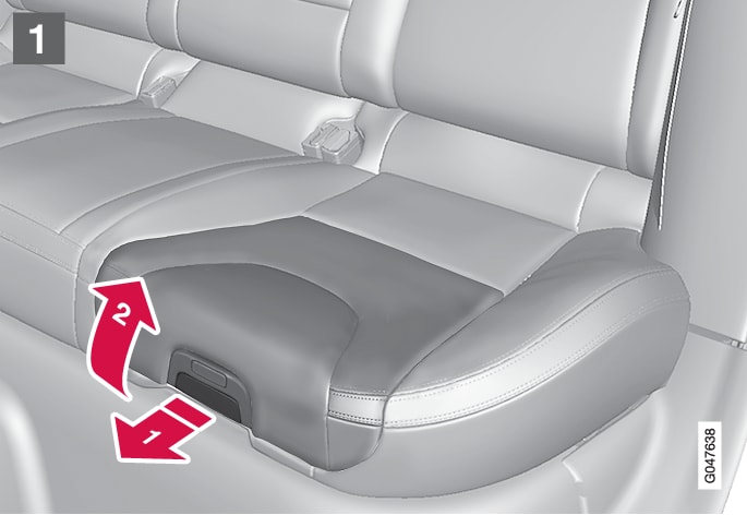 P3-1246-XC60 V60 V60H Integrated child seat, opening, step 1 ill. 1