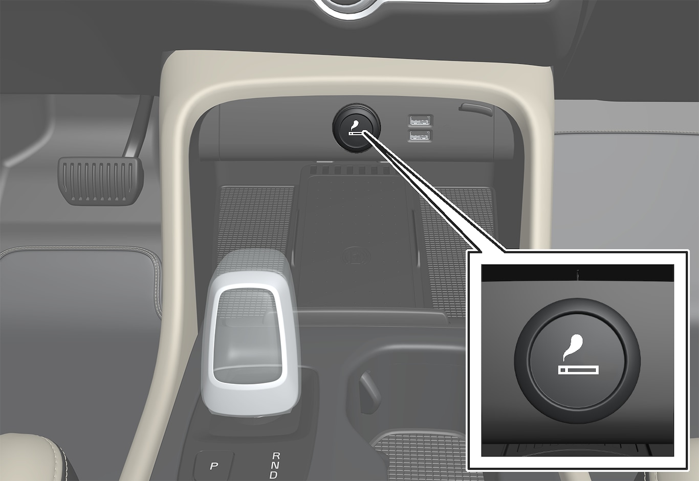 P6-1917-XC40/H-Cigarette lighter console front