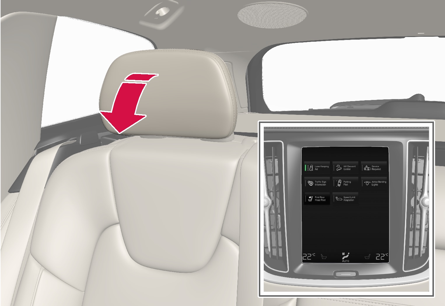 P5-1817-V60-Back seat-Automatic folding headrest