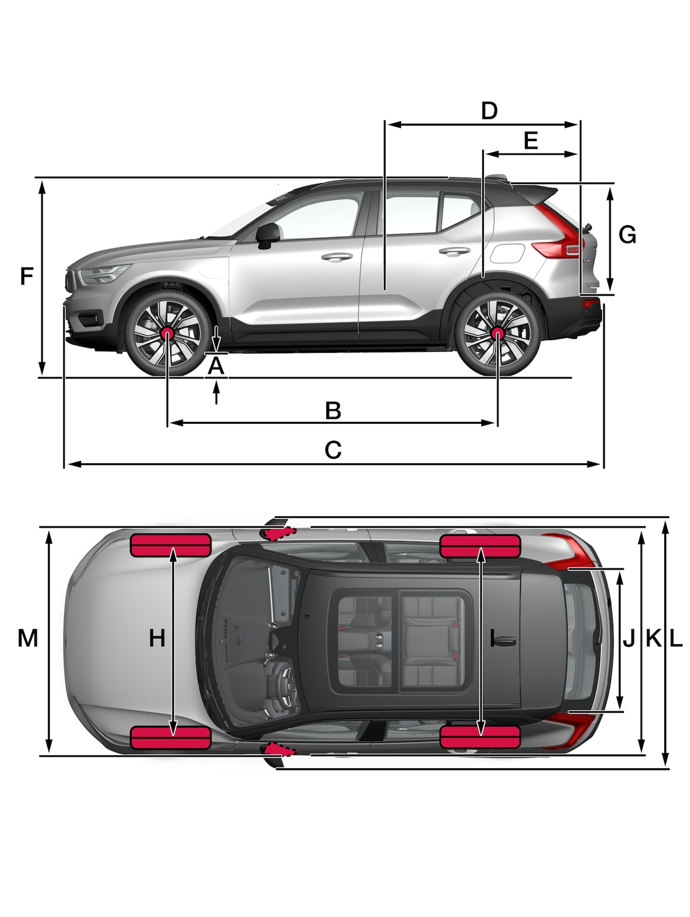 P6-2122-XC40 BEV-Overview with measurements
