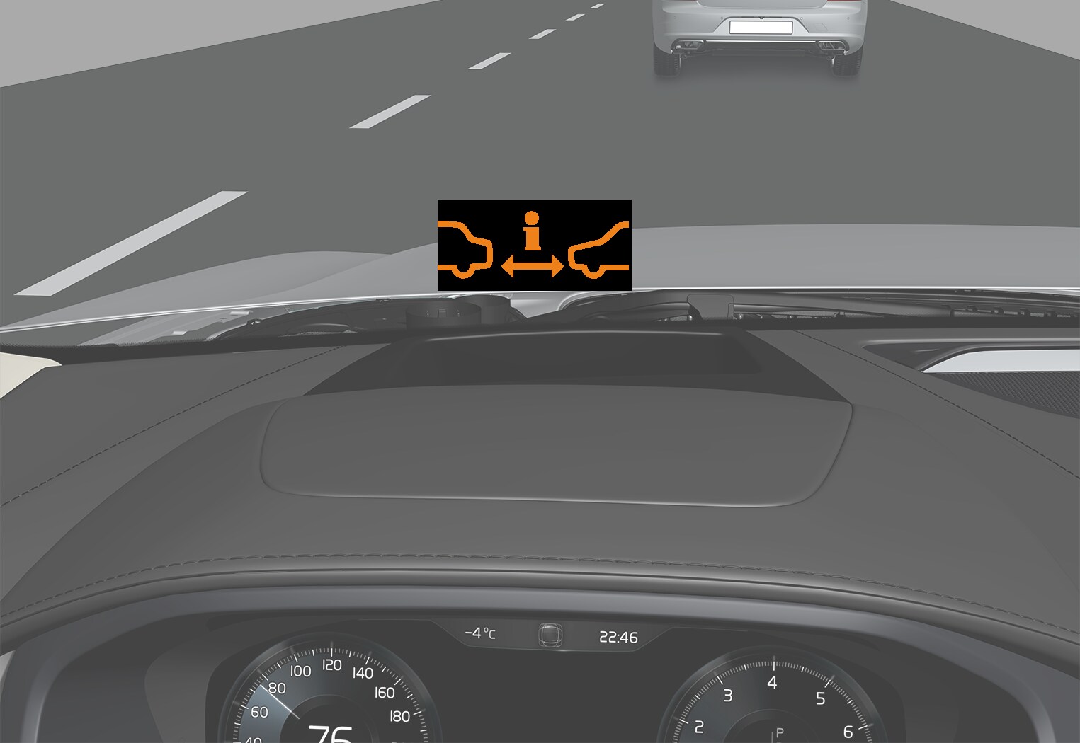 P5-V90/S90-1646-Head up display, Distance Warning