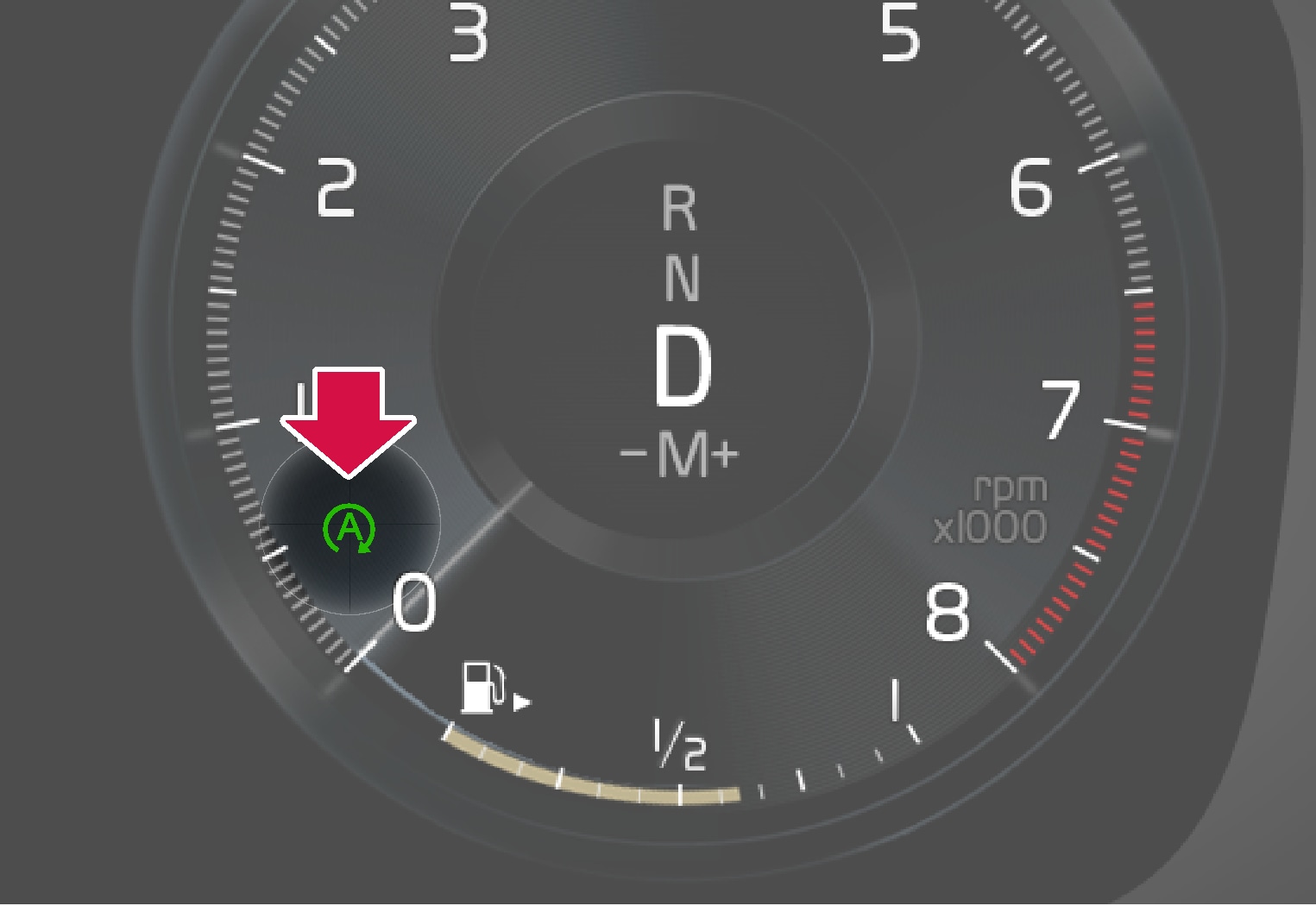 P5P6-1924-Start Stop A in circle symbol in gauge