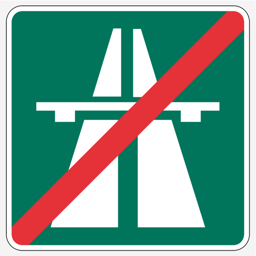 P5-1507-Road Sign Information, end of motorway