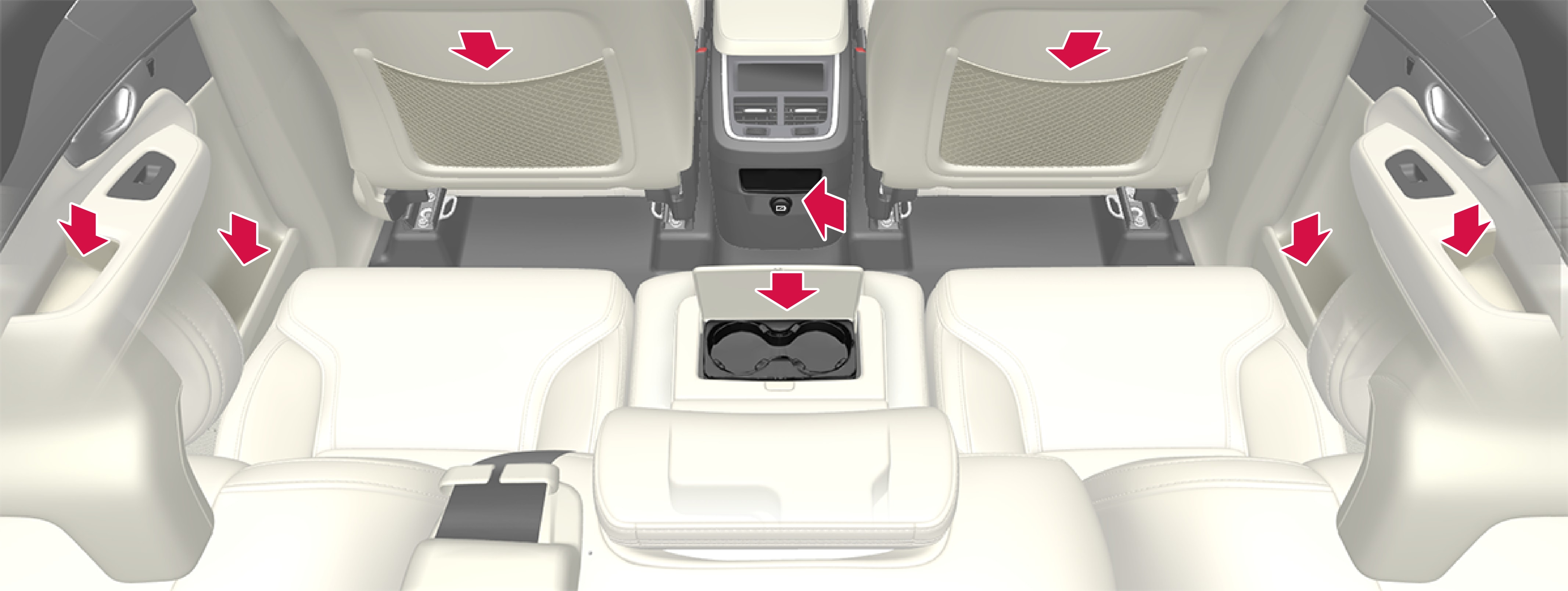 P5-2017–Interior–Overview 2nd seat row and tunnel console 7 seat