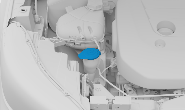 Washer fluid cap location