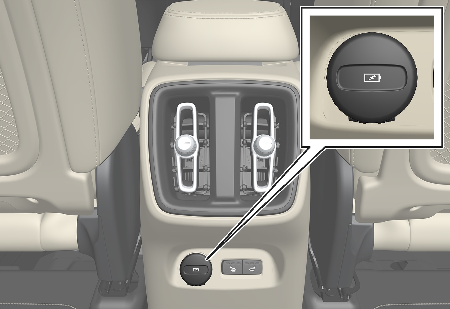 P6-1746-XC40-12V outlet tunnel console rear