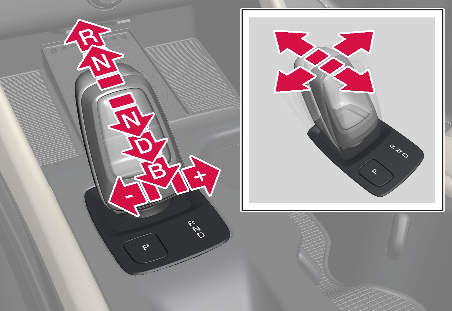 P6-1917-XC40H-Crystal gear shifter + gear selector