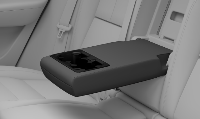 Rear center armrest folded down