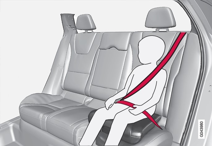 Correct position, the seatbelt should be positioned in on the shoulder.