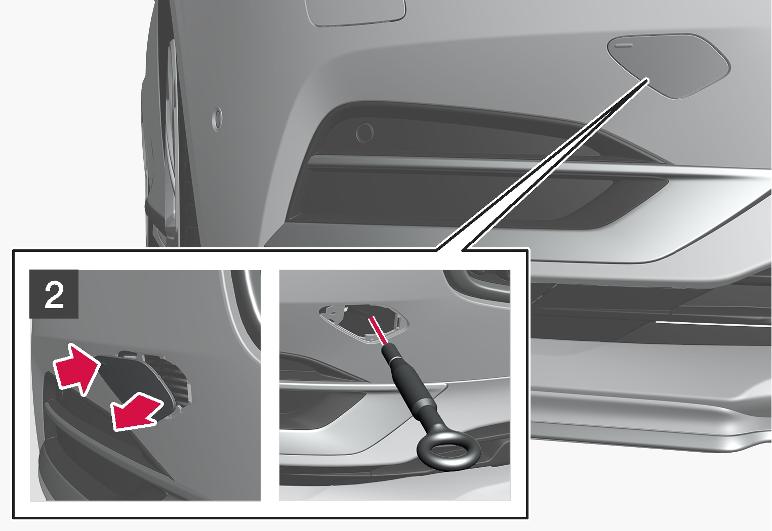 P5-1617-S90-V90-towing eye fitting at front step 2