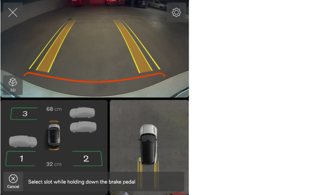Identified parking spaces in parking view