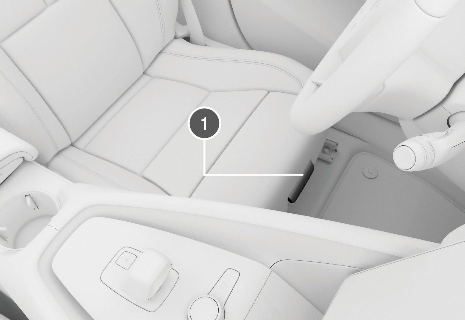 PS2- 20w07- Handle for adjusting thigh support on front seat