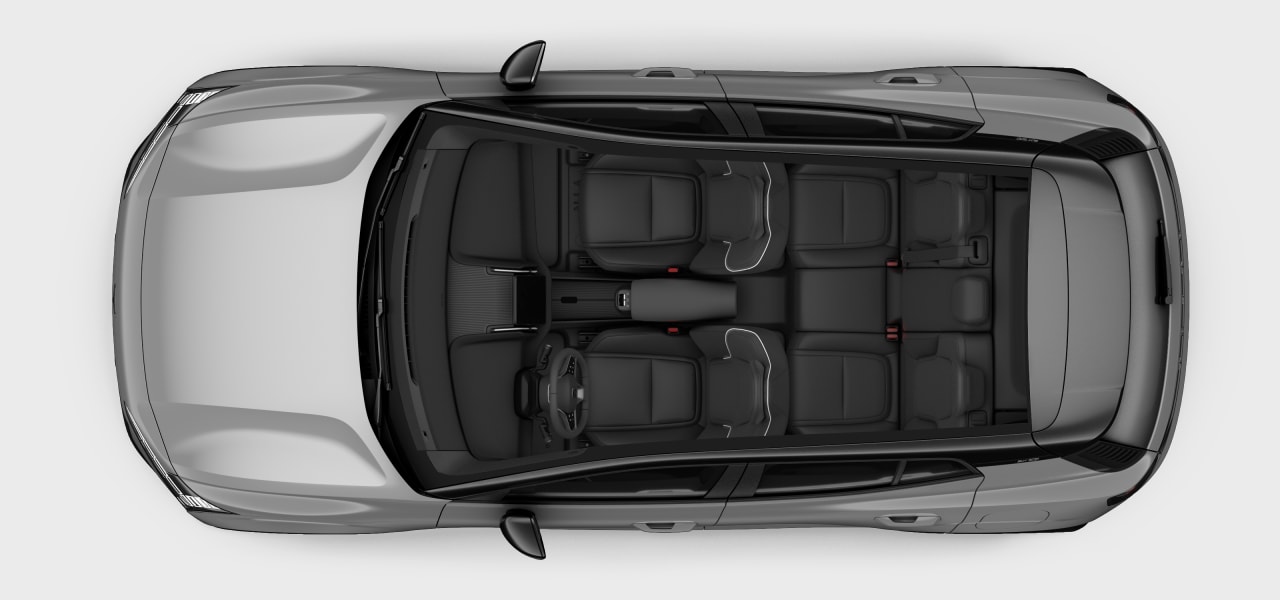 A top-down view of the car interior