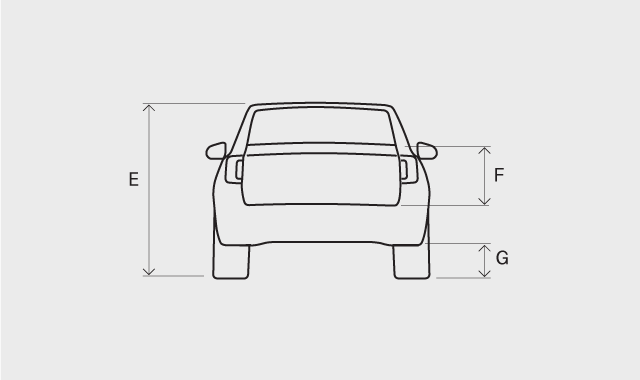 Auto, vista posteriore con dimensioni
