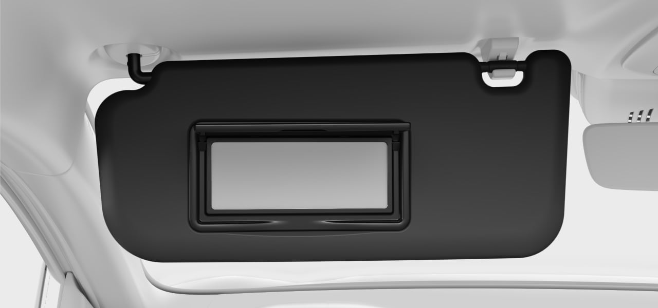 Sun visor folded down