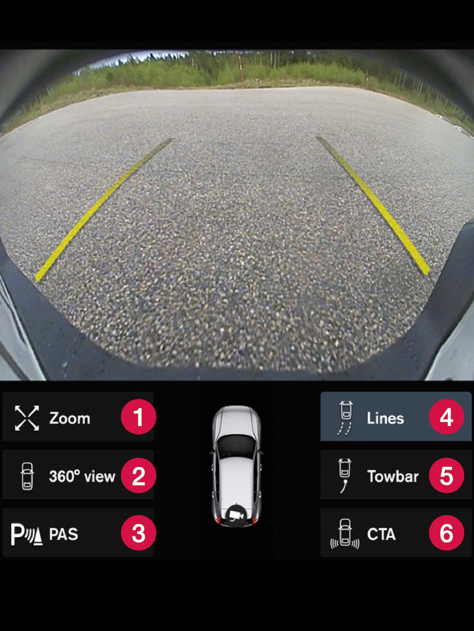 P5+6-1817 - Park Assist Camera, rear view with lines