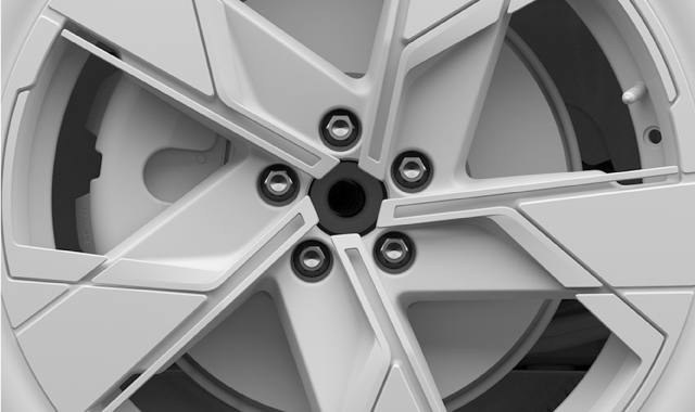 Wheel fasteners tightened crosswise.