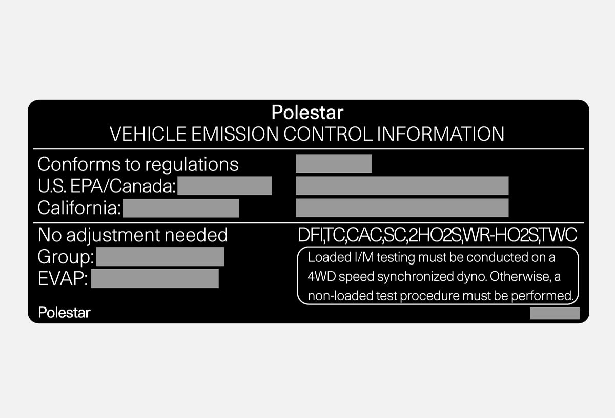 PS2-2007-Label, Vehicle emission control information for USA