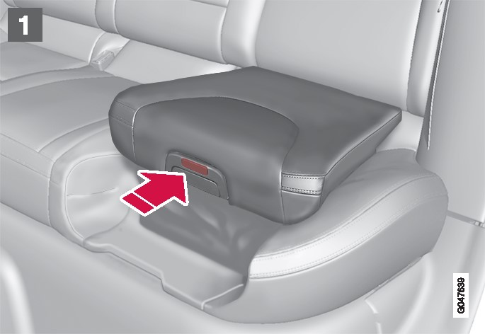 P3-1246-XC60 V60 V60H Integrated child seat, opening, step 2 ill 1