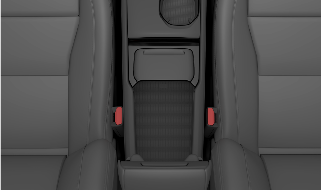 Location of the backup reader inside the center console's storage compartment.