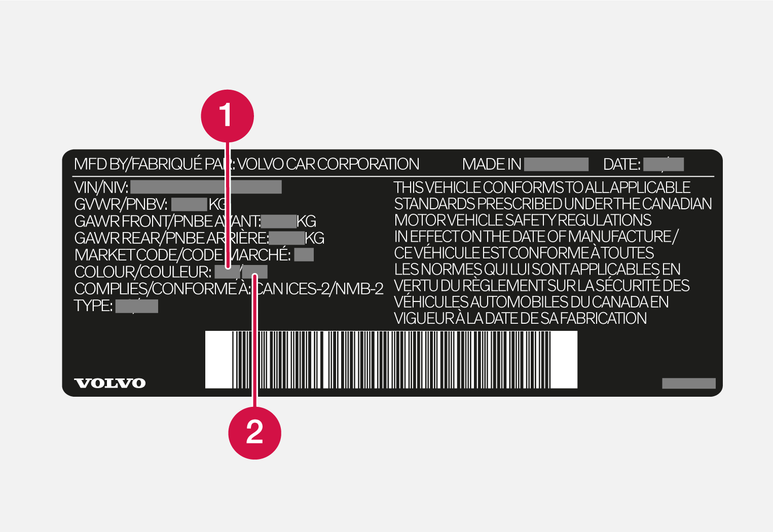 iCup-22w22-PC-Vehicle Identification Number label with annotation for color code - Canada