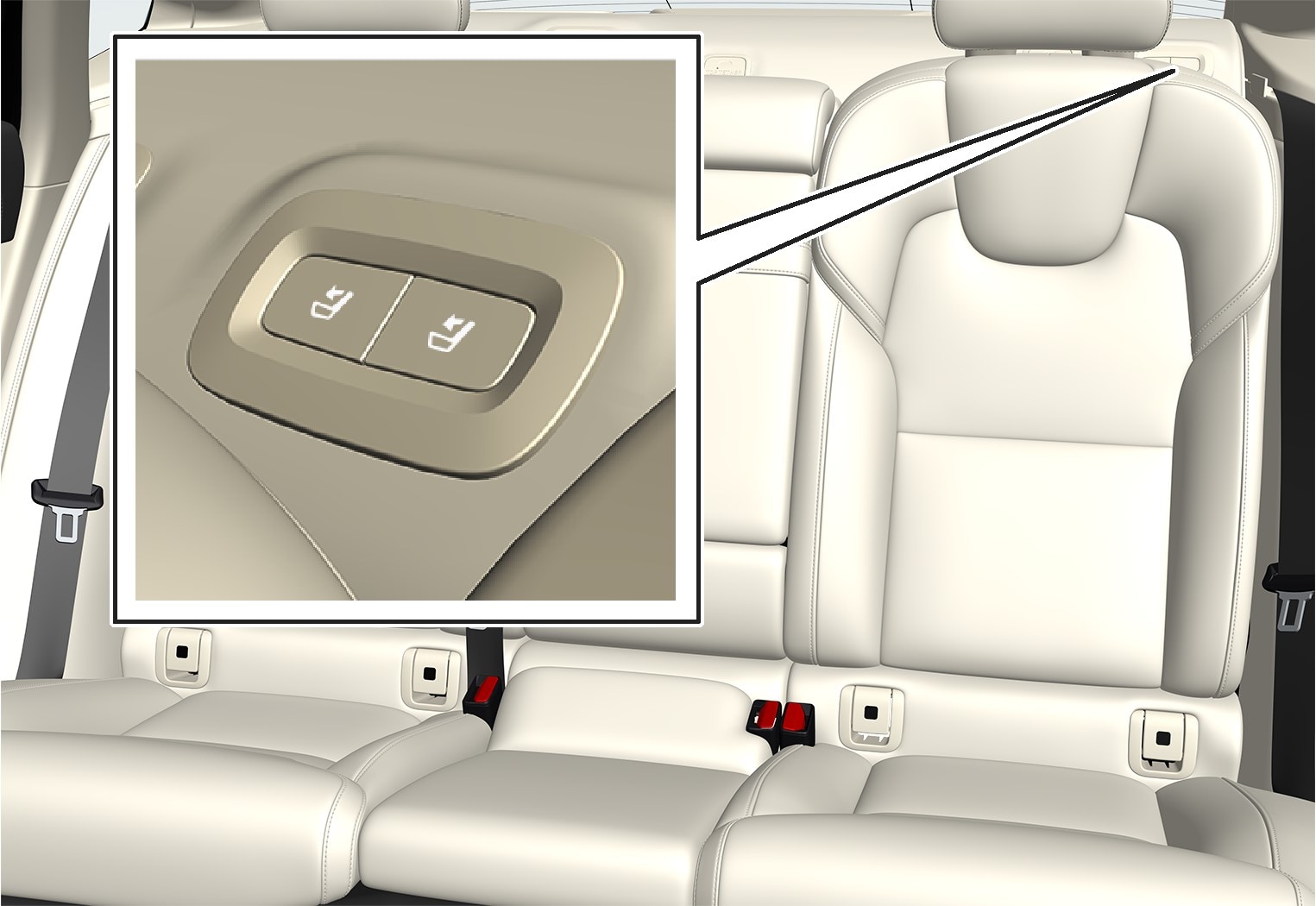 P5-1617-S90-Back seat- Buttons for folding seat