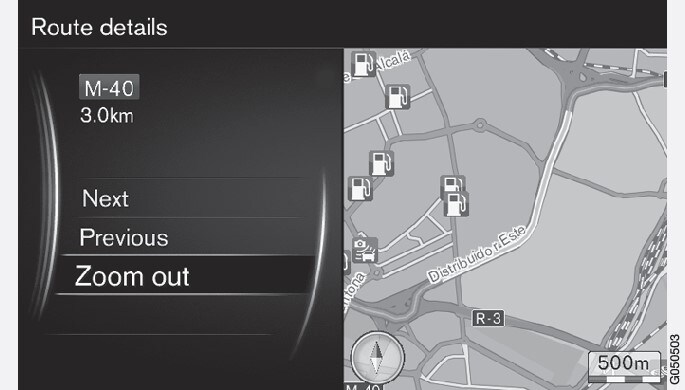 Detaillierte Teilstrecke einer Route.