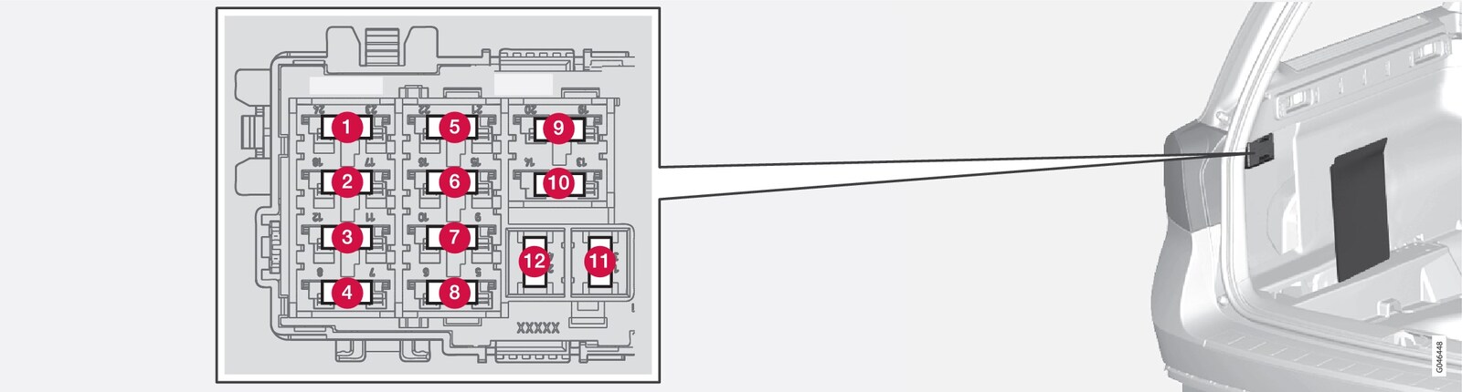 P3-1220-V70/XC70 Fuse box, cargo area