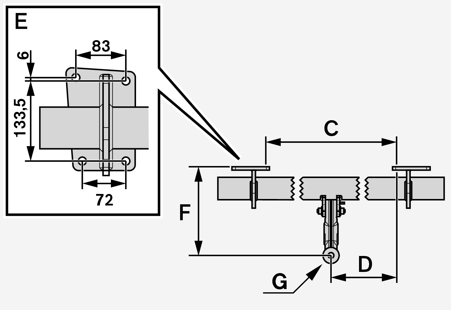 P5-1507 Tow bar specification drawing