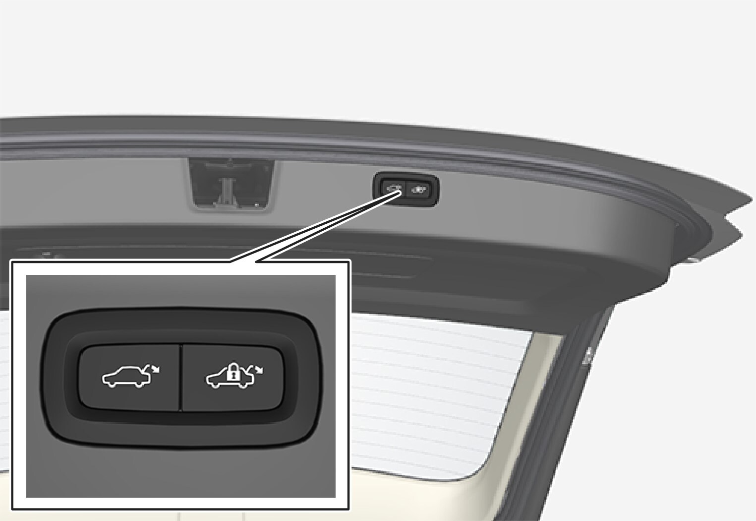 Button for closing and locking on the underside of the tailgate.