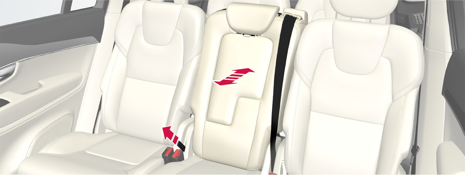XC90 Adjusting the head restraints in the second seat row