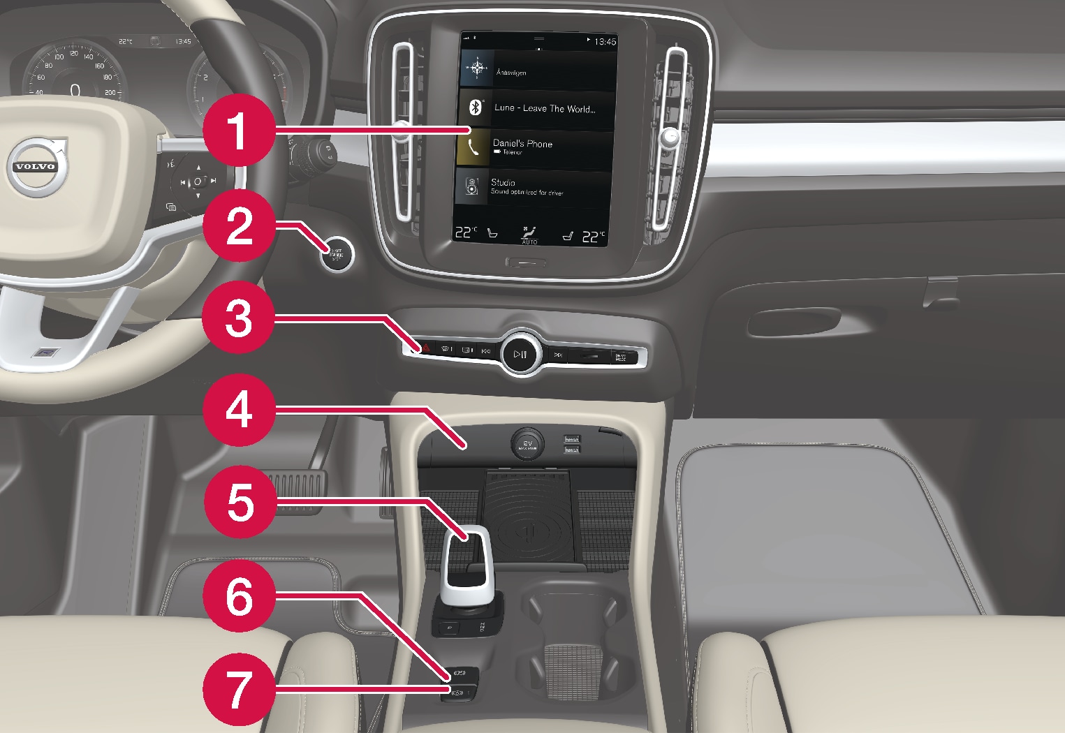P6-1917-Controls in tunnel and center console, left hand drive